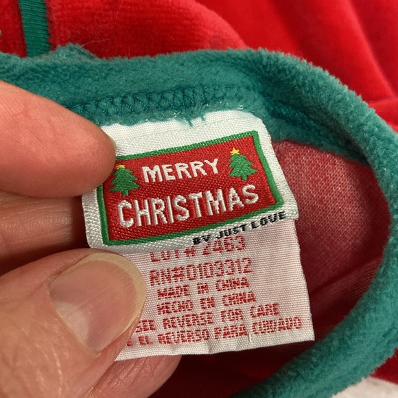 Merry Christmas by just love red velour Christmas tree my first jumpsuit 12m - Picture 7 of 8